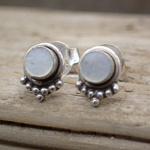 Sterling Silver Mother of Pearl Stud Earrings