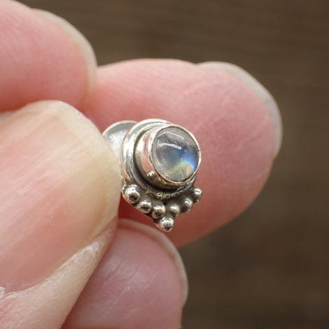 Sterling Silver Rainbow Moonstone Studs