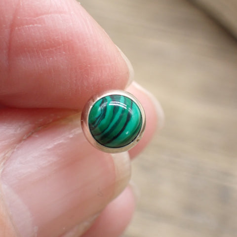 Sterling Silver Malachite Studs by Native American Artist