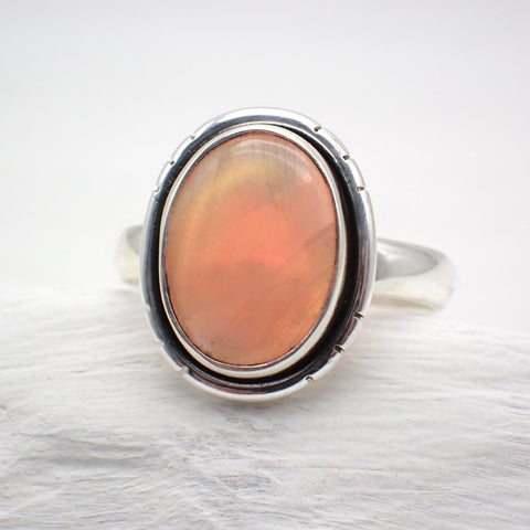 Aurora Opal Sterling Silver Ring - Size 9