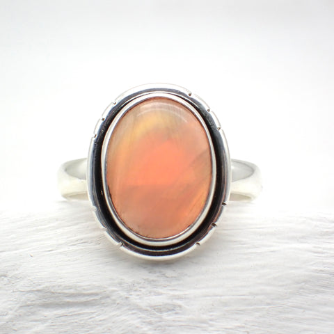 Anillo de plata de ley con ópalo Aurora - Talla 9 