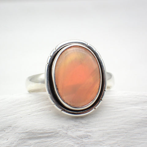 Anillo de plata de ley con ópalo Aurora - Talla 9 