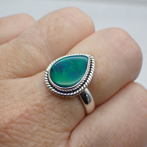 Aurora Opal Sterling Silver Ring - Size 7