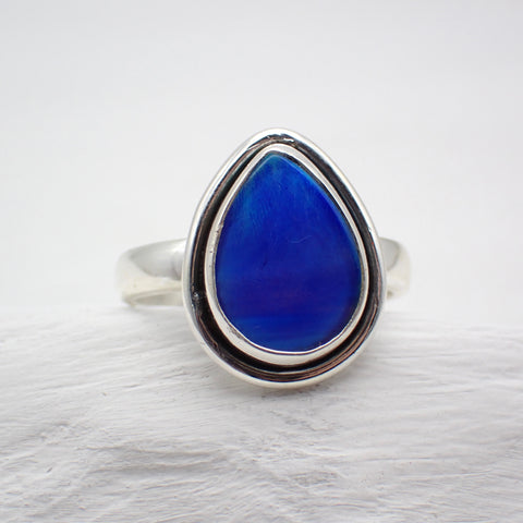 Aurora Opal Sterling Silver Ring - Size 8