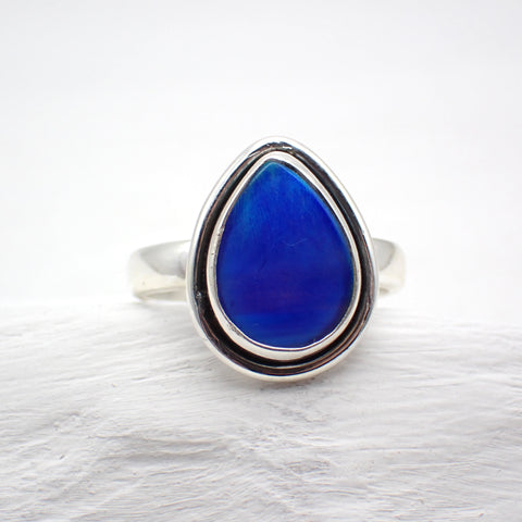 Aurora Opal Sterling Silver Ring - Size 8