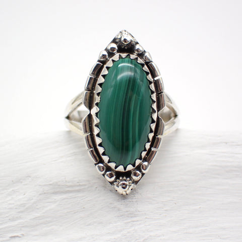 Malachite Sterling Silver Ring - Size 7