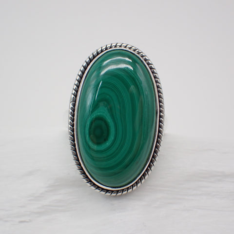 Malachite Sterling Silver Ring - Size 8