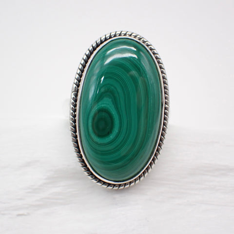 Malachite Sterling Silver Ring - Size 8