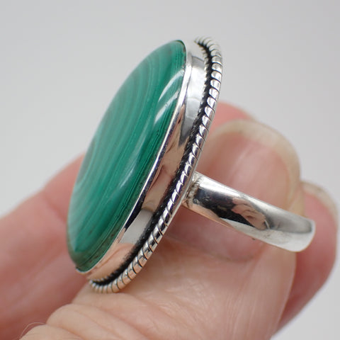 Malachite Sterling Silver Ring - Size 8