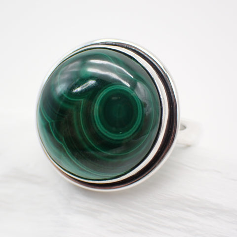 Malachite Sterling Silver Ring - Size 10