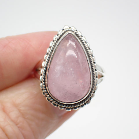 Morganite Sterling Silver Ring - Size 7