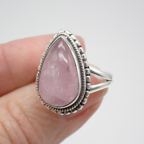 Morganite Sterling Silver Ring - Size 7