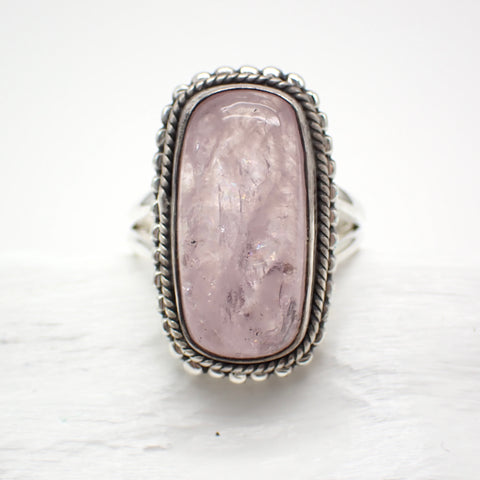 Morganite Sterling Silver Ring - Size 8