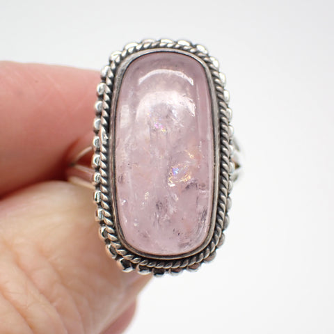 Morganite Sterling Silver Ring - Size 8