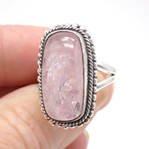 Morganite Sterling Silver Ring - Size 8