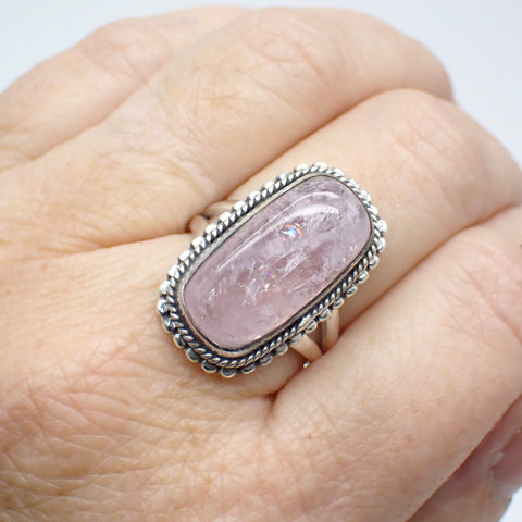 Morganite Sterling Silver Ring - Size 8