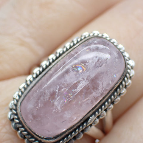 Morganite Sterling Silver Ring - Size 8