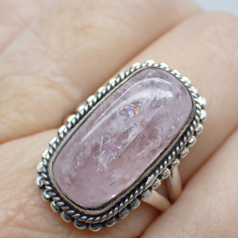 Morganite Sterling Silver Ring - Size 8