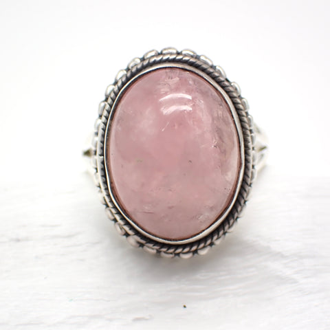 Morganite Sterling Silver Ring - Size 9