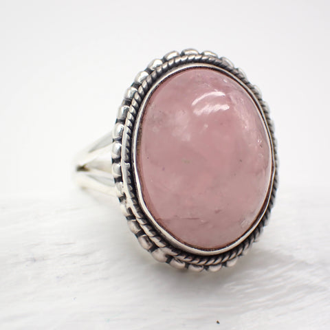 Morganite Sterling Silver Ring - Size 9