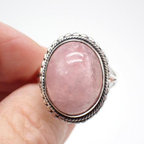 Morganite Sterling Silver Ring - Size 9