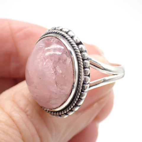 Morganite Sterling Silver Ring - Size 9