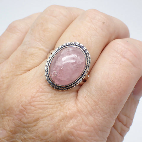 Morganite Sterling Silver Ring - Size 9