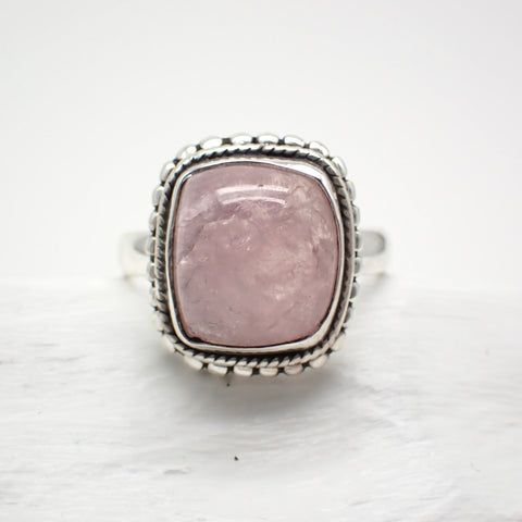 Morganite Sterling Silver Ring - Size 10