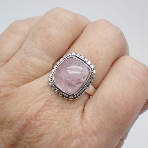 Morganite Sterling Silver Ring - Size 10