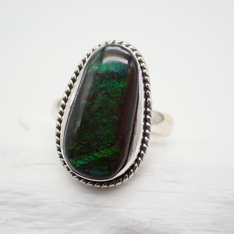 Ammolite Sterling Silver Ring - Size 6