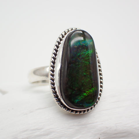 Ammolite Sterling Silver Ring - Size 6