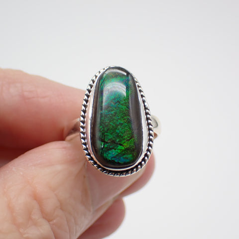 Ammolite Sterling Silver Ring - Size 6