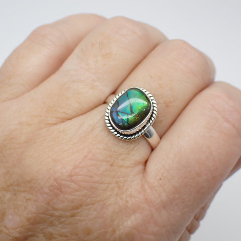 Ammolite Sterling Silver Ring - Size 8