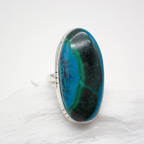 Azurite-Malachite Sterling Silver Ring - Size 9