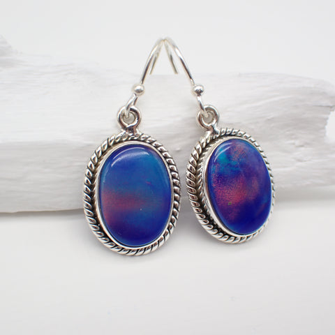 Aurora Opal Sterling Silver Earrings