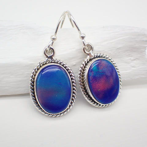 Aurora Opal Sterling Silver Earrings