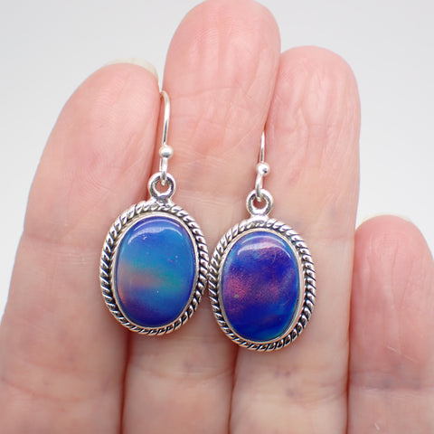 Aurora Opal Sterling Silver Earrings