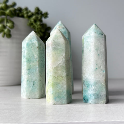 Chrysocolle en pointe de quartz 