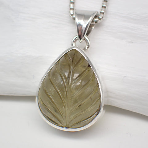 Lemon Topaz Sterling Silver Leaf Pendant