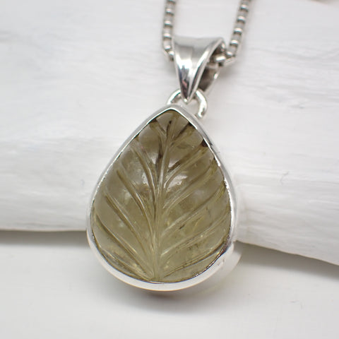 Lemon Topaz Sterling Silver Leaf Pendant