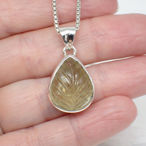 Lemon Topaz Sterling Silver Leaf Pendant