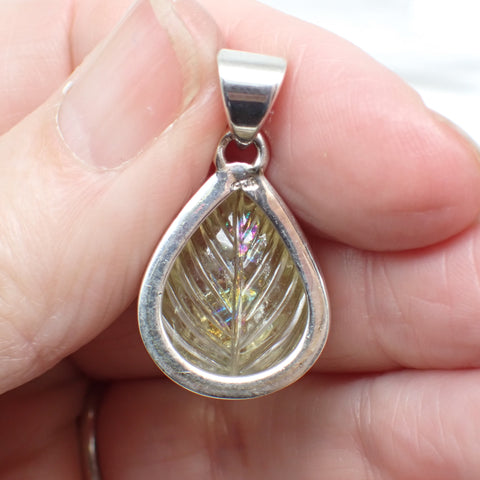 Lemon Topaz Sterling Silver Leaf Pendant