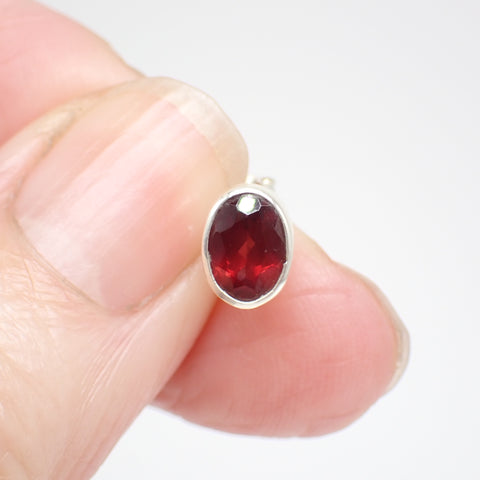 Faceted Garnet Sterling Silver Stud Earrings