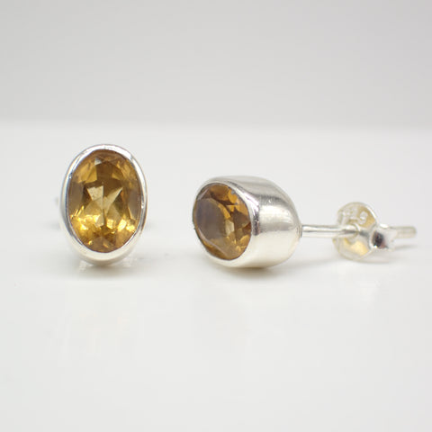 Faceted Citrine Stud Earrings