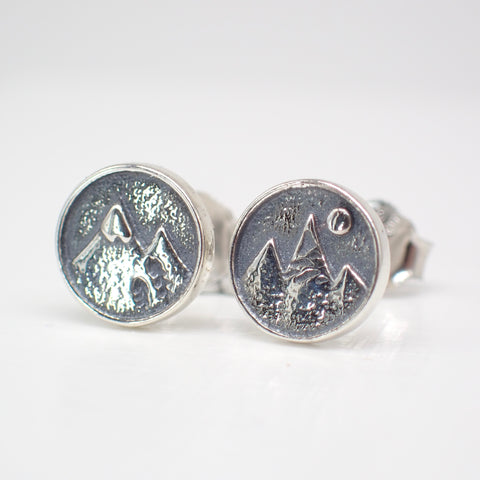 Sterling Silver Mountain Stud Earrings