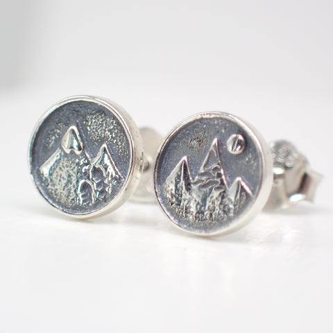 Sterling Silver Mountain Stud Earrings