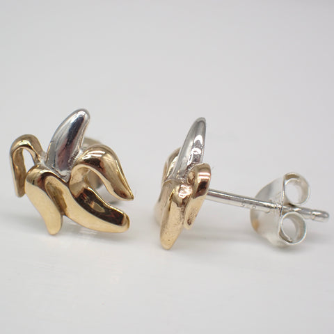 Sterling Silver & Bronze Banana Stud Earrings