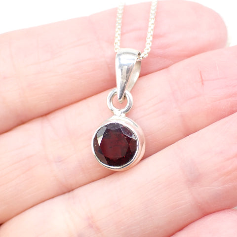 Faceted Garnet Sterling Silver Pendant