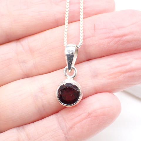 Faceted Garnet Sterling Silver Pendant