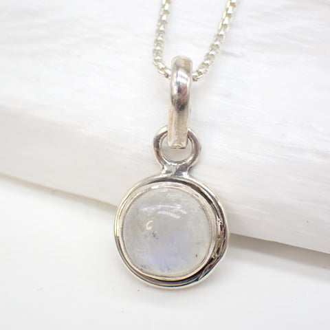 Moonstone Gemstone Simple Sterling Silver Necklace